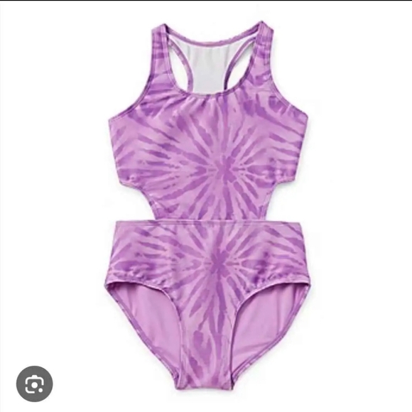 sz 18.5 PLUS  Vibrant Purple Tie Dye Kids One Piece Swimsuit - Picture 1 of 2